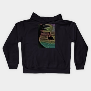 TROPICAL SUNSET SILHOUETTE FLAMINGO Kids Hoodie